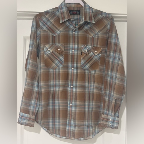 Levi's Vintage 70s Big E Men’s Western Plaid Shirt with Pearl Snap Buttons - Picture 2 of 8